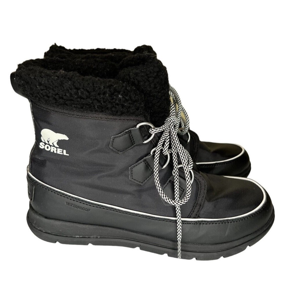 SOREL Explorer Carnival Boots Black/Sea Salt Women’s Size 10